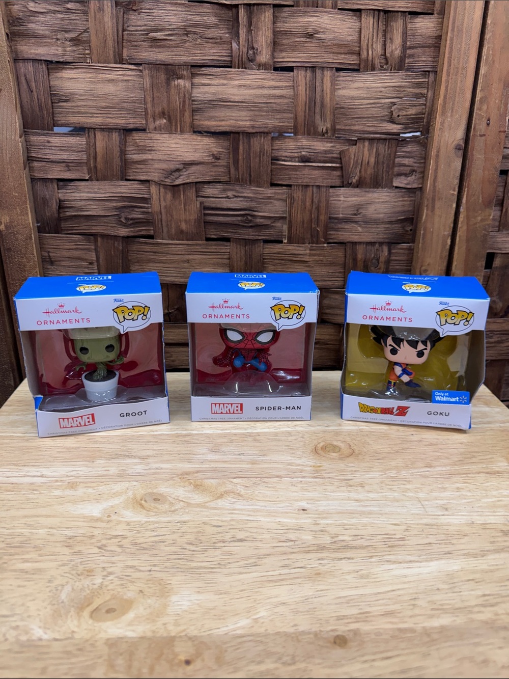 Hallmark Funko POP! Marvel Groot, Spiderman and Goku Tree Holiday Ornament
